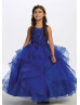 Beaded Lace Tulle Flower Girl Dress With Horsehair Trim